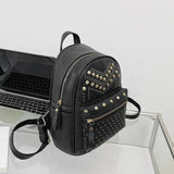 Rivet Shoulder Backpacks Leather Travel Student Casual School Bag