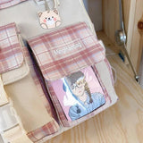 Harajuku Backpack for Teenager Large Capacity Lattice Backpack