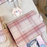 Harajuku Backpack for Teenager Large Capacity Lattice Backpack