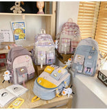 Harajuku Backpack for Teenager Large Capacity Lattice Backpack