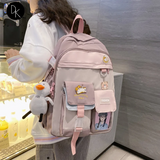 Harajuku Backpack for Teenager Large Capacity Lattice Backpack