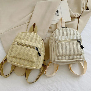 Women Straw Backpack Rattan Weave School Bag Travel Shoulder Bagpack