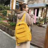 Large Canvas Backpack for Women Solid Rucksacks