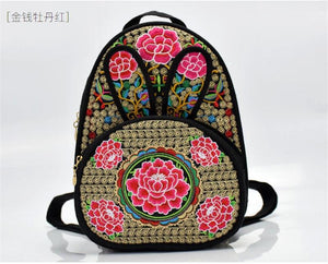 Embroidery Appliques National Backpack Women School Bag