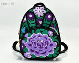 Embroidery Appliques National Backpack Women School Bag