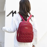 Lozenge Oxford Backpack For Women Waterproof Teenager Large School Bag