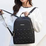 Lozenge Oxford Backpack For Women Waterproof Teenager Large School Bag