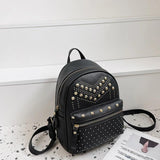 Women PU Leather Rivet Daily Rucksack Casual Travel Ladies Bagpack