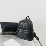 Women PU Leather Rivet Daily Rucksack Casual Travel Ladies Bagpack
