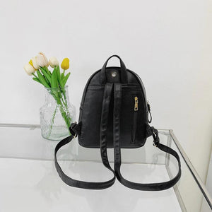 Women PU Leather Rivet Daily Rucksack Casual Travel Ladies Bagpack