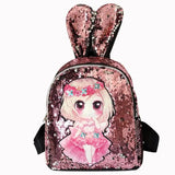 Wear-resistant Sequins Backpack Lovely Rabbit Ear School Bag