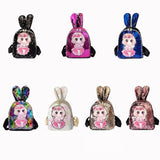 Wear-resistant Sequins Backpack Lovely Rabbit Ear School Bag
