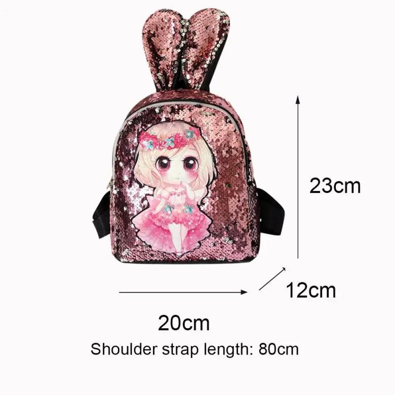 Wear-resistant Sequins Backpack Lovely Rabbit Ear School Bag