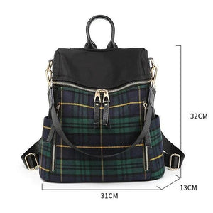 Plaid Light Women's Backpack Dual-use Oxford Cloth Travel Bag
