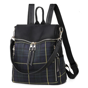 Plaid Light Women's Backpack Dual-use Oxford Cloth Travel Bag