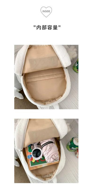 Fur Women's Backpack Shell School Bag Versatile Travel Bag