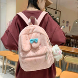 Fur Women's Backpack Shell School Bag Versatile Travel Bag
