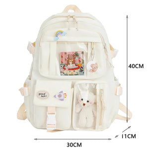 Solid Nylon Backpack Large Capacity Knapsack for Women Students