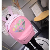 Holographic Diamond Solid Women Canvas Backpack School Bags