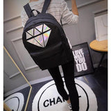 Holographic Diamond Solid Women Canvas Backpack School Bags