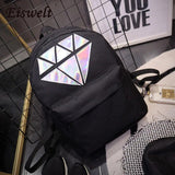 Holographic Diamond Solid Women Canvas Backpack School Bags