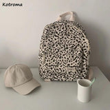 Leopard Backpacks Women Japan Preppy Style Zipper Large Capacity Canvas Bag