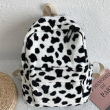 Cow Plush Backpack For Women Large Capacity School Bag