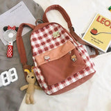 Women Plaid Schoolbags Large Capacity Travel Teenage Book Bag