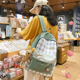 Women Plaid Schoolbags Large Capacity Travel Teenage Book Bag