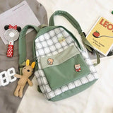 Women Plaid Schoolbags Large Capacity Travel Teenage Book Bag