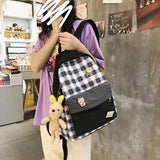 Women Plaid Schoolbags Large Capacity Travel Teenage Book Bag