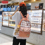 Women Plaid Schoolbags Large Capacity Travel Teenage Book Bag