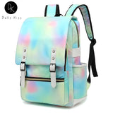 Casual Girl School Backpack Large Capacity Book Bag Women Colorful Waterproof