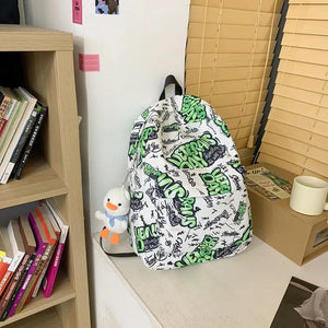 Casual Women Backpack Graffiti Girl School Bag Large Capacity Doll Travel
