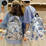 Casual Women Backpack Graffiti Girl School Bag Large Capacity Doll Travel