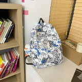 Casual Women Backpack Graffiti Girl School Bag Large Capacity Doll Travel