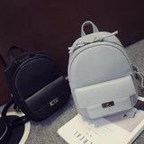 Small Solid Backpacks PU Leather for Teenage Girls Waterproof