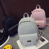 Small Solid Backpacks PU Leather for Teenage Girls Waterproof