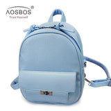 Small Solid Backpacks PU Leather for Teenage Girls Waterproof