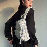 Ins PU Leather Backpacks Women Personality All-match Backpack