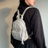 Ins PU Leather Backpacks Women Personality All-match Backpack