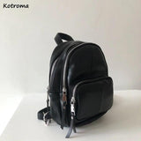 Ins PU Leather Backpacks Women Personality All-match Backpack