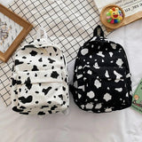 Canvas Cow Pattern Print Backpack for Teenagers