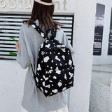Canvas Cow Pattern Print Backpack for Teenagers