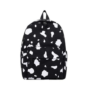 Canvas Cow Pattern Print Backpack for Teenagers