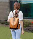 Retro Backpack Female Casual Student Travel Bag Anti-Theft