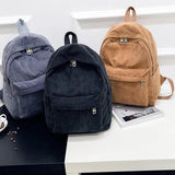 Corduroy Women School Backpack Teenger Girl Mochila Bagpack Pack