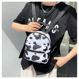 Women Small Backpack School Shoulder Bag Animal Cow Pattern Travel Rucksack