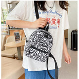 Women Small Backpack School Shoulder Bag Animal Cow Pattern Travel Rucksack