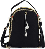 Vintage Mini Crossbody Backpack Embroidered Flower Zipper Bag